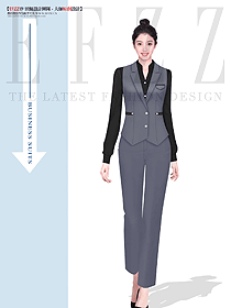 行政銀行辦公寫字樓女職員馬夾職業裝設計圖