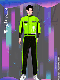 夜場酒吧ktv工作服長袖酒店餐廳餐飲服務員秋冬款設計圖