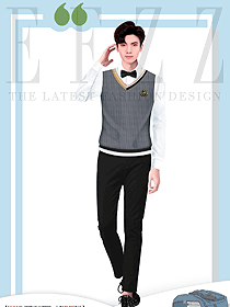 毛衣背心針織學院風馬甲襯衫套裝男初中學生校服V領馬夾制服設計