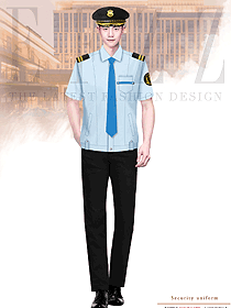 新式中淺藍色保安員工工作服物業售樓部形象崗禮賓服設計