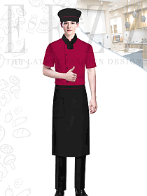 酒店廚師制服定制設計圖紫色款