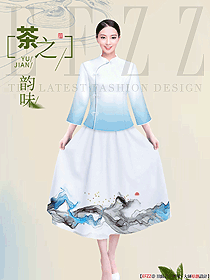 水墨風格spa水療制服設計效果圖