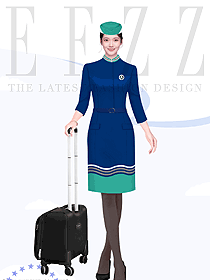 原創(chuàng)設計空姐制服連衣裙女藍色空乘新款高端夏裝案場售樓部職業(yè)裝