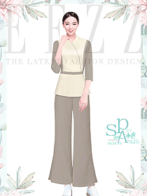 春季新款SPA養(yǎng)生館美容院美容師工作服設計圖