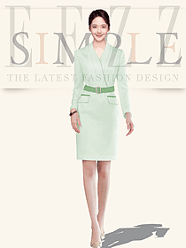 女職業(yè)套裝免燙高端通勤蘋(píng)果綠連衣裙英倫商務(wù)正裝