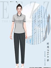 短袖工作服t恤翻領定制印字logo商務上班企業職業裝設計