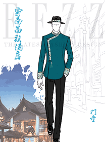 酒店度假村門童斜襟單排扣春秋制服工服設計圖