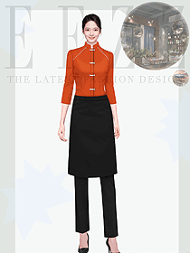 中式餐廳茶樓火鍋店民宿燒烤女款定制服務(wù)員制服設(shè)計(jì)