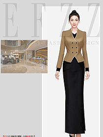 職業裝套裝女氣質高端酒店前臺接待制服工衣設計圖