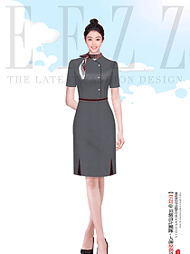 夏季連衣裙款空姐職業套裝效果圖設計