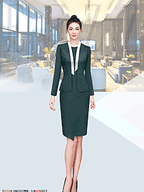 酒店前臺工裝春秋女款工作服設(shè)計效果圖