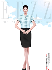 夏天套裝酒店空姐制服V領襯衫款工作服裝