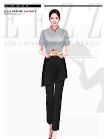 餐廳服務員工作服女短袖T恤款餐飲工衣制服設計