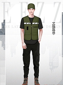 快遞物流外賣員騎手員工夏季馬夾制服設計效果圖