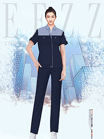夏季工作服套裝女薄款定制短袖制服設計效果圖
