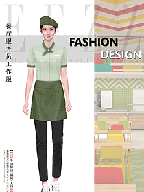 連鎖快餐女服務(wù)生短袖制服設(shè)計(jì)效果圖