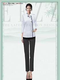 酒店中式時尚餐飲服務生服裝定做設計效果圖