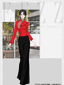 餐飲火鍋快餐店工作服秋紅色上衣冬裝款效果圖