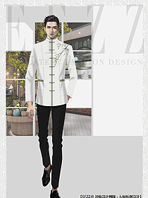 素雅中式酒店飯店餐廳服務(wù)員工作服長袖服裝設(shè)計(jì)圖