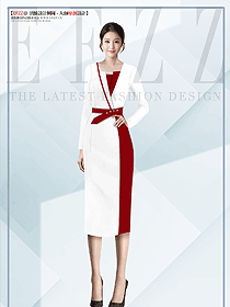 高級感西裝連衣裙女秋季米白拼色職業裝