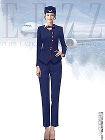 春秋款職業修身空姐服珠寶店褲子套裝定制設計