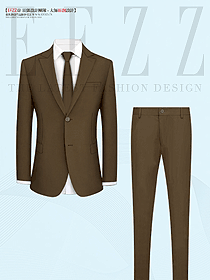 咖色商務正裝4S店男女同款制式西服平面圖設計方案