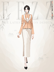 唐裝女中國(guó)風(fēng)漢服套裝手繪旗袍服裝設(shè)計(jì)圖