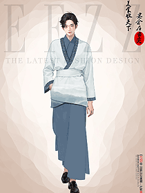 原創漢服男魏晉制改良古裝中國風手繪服裝設計圖