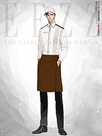 餐飲咖啡廳男服務員工作服定制設計手繪圖