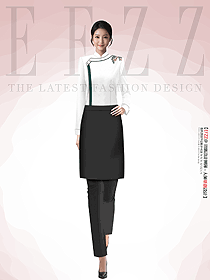 女中餐廳廚衣飯店廚師服長袖服裝定制設計圖