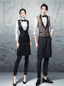 餐飲咖啡廳男女服務生制服定制設計手繪圖