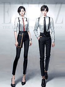 夏季酒店餐飲服務員上班刺繡印logo定制工作服