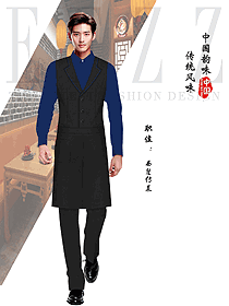 酒店餐廳新款長袖男服務員工作服定制款