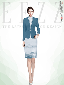 酒店餐飲茶樓女服務員套裝制服設計