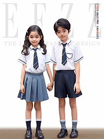 小學(xué)生校服夏季套裝兒童班服手繪定制設(shè)計圖