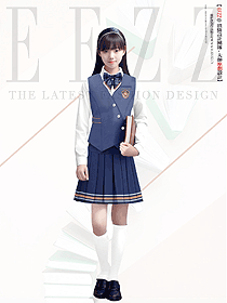 春季英倫單排扣馬甲混紡中學生校服定制設計