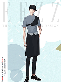 夏裝咖啡披薩烘焙店立領襯衣圍裙工作服