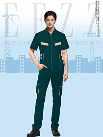 夏季工作服套裝男款拼色汽修短袖工作服定制設(shè)計(jì)圖