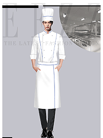 高檔酒店廚師工作服男女長袖定制款設計圖