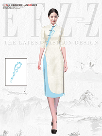 茶服女上衣中長款棉麻改良旗袍設計圖