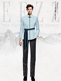 中式茶店國(guó)潮男服務(wù)員秋裝制服原創(chuàng)設(shè)計(jì)效果圖