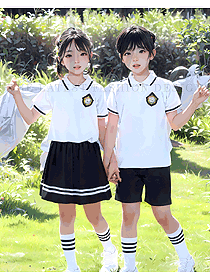 夏裝白色T恤小學生校服學院風短袖兒童運動服