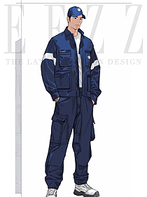 寶藍色春秋夾克防靜電工作服套裝定制款
