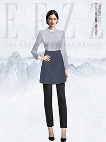 商務主題酒店餐廳服務員立領盤口制服設計圖