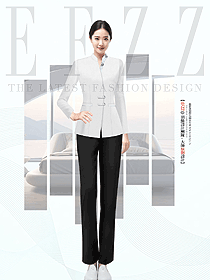酒店客房保潔清潔女款制服立領白色款定制設計圖