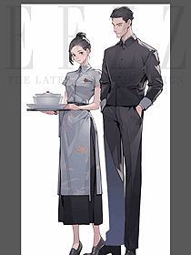 高級(jí)定制男女秋冬裝酒店中餐廳深色系工裝制服方案