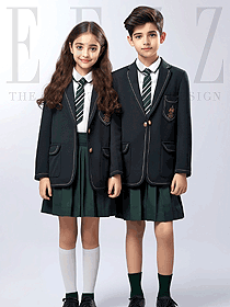 英倫學(xué)院風(fēng)-小學(xué)生校服墨綠款西裝套裝圖片