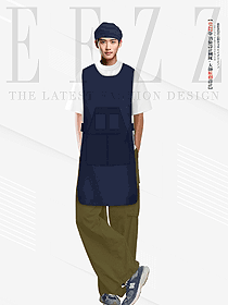 日式餐廳料理店服務(wù)員長圍裙工作服套裝原創(chuàng)設(shè)計(jì)圖片