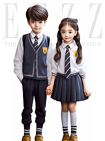 國際學校男女童毛衣馬甲禮服套裝手繪圖片