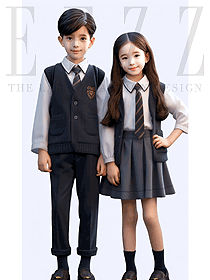 男女童學院風V領針織馬甲手繪服裝定制款式圖